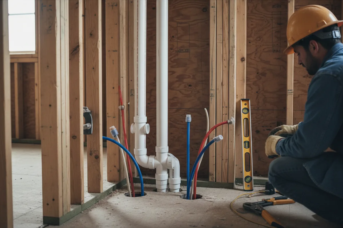 Drain and supply rough-in during Sump Pump Repair in Williston